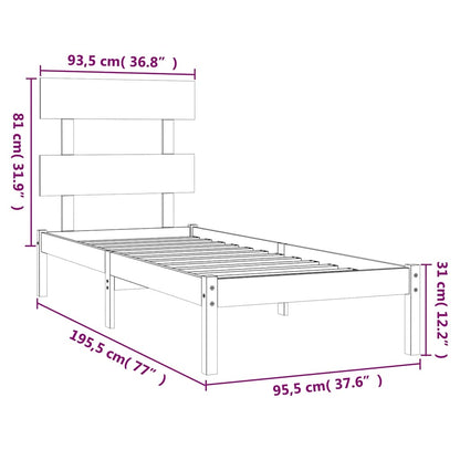 Bed Frame without Mattress White 90x190 cm Single Solid Wood