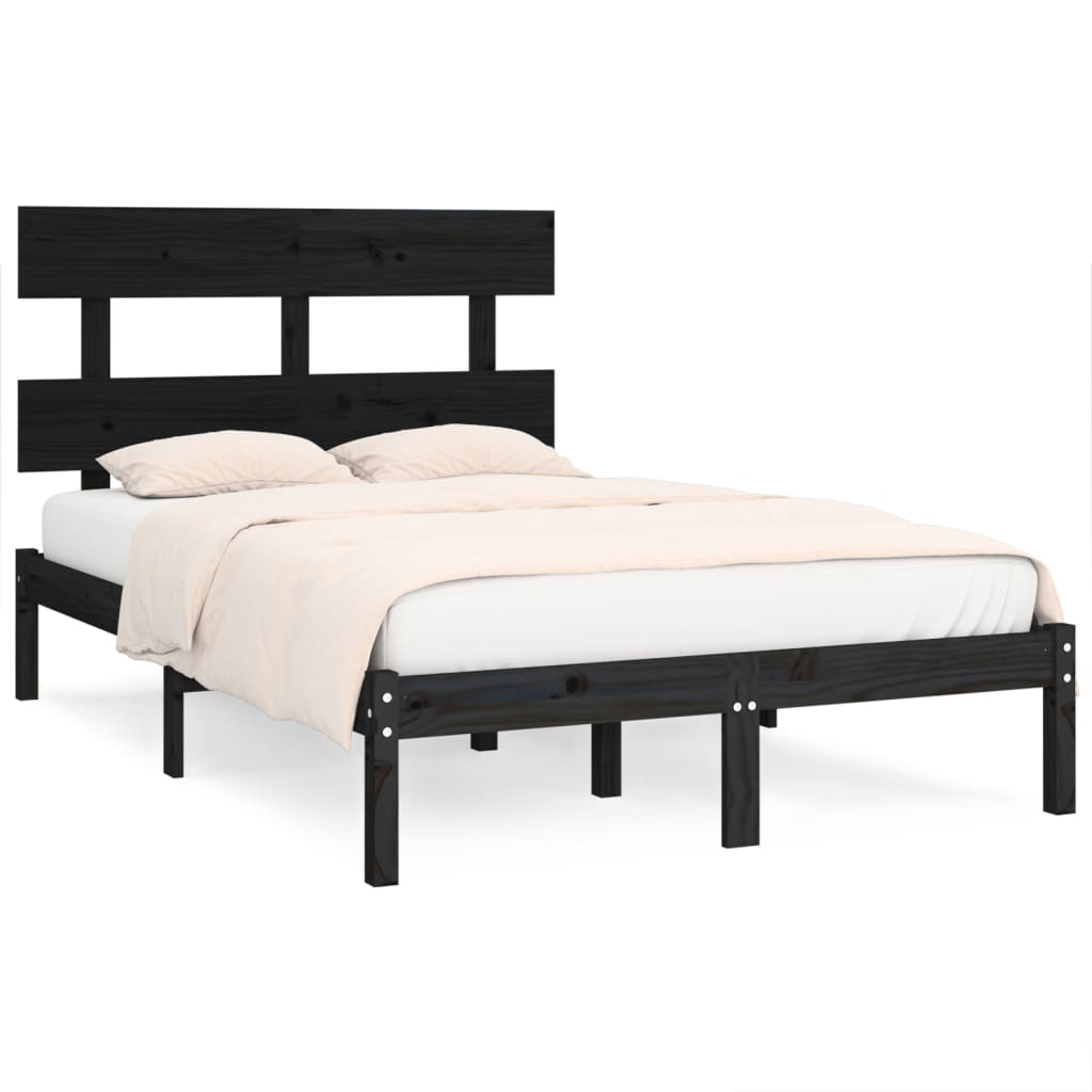Bed Frame | Black | Solid pine wood | Double | Durable | Bed Frame