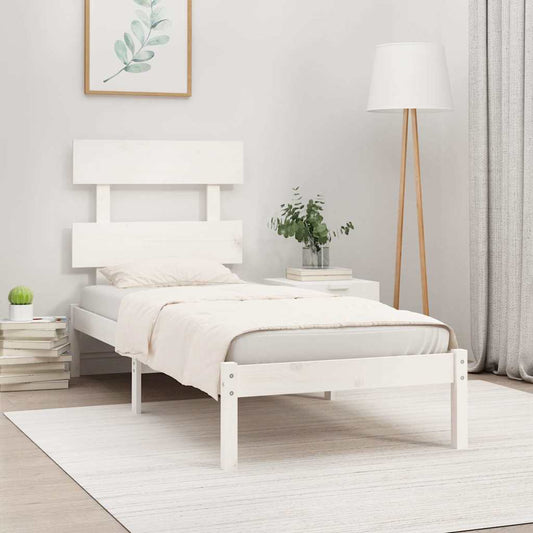 Bed Frame | White | Solid pinewood | Standard Single |  Simplistic