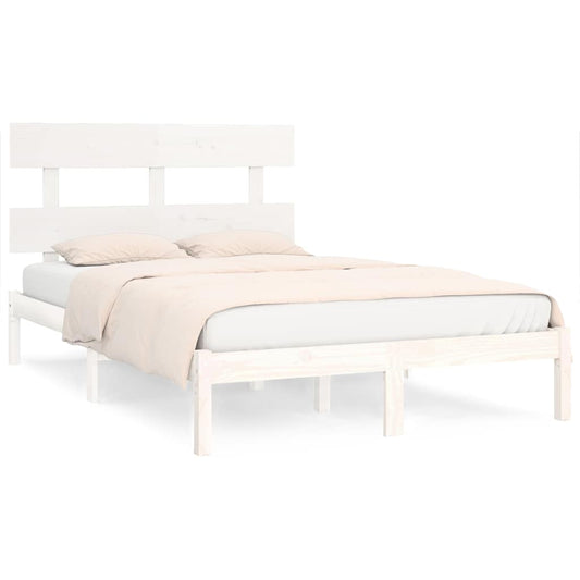Bed Frame without Mattress White 200x200 cm Solid Wood