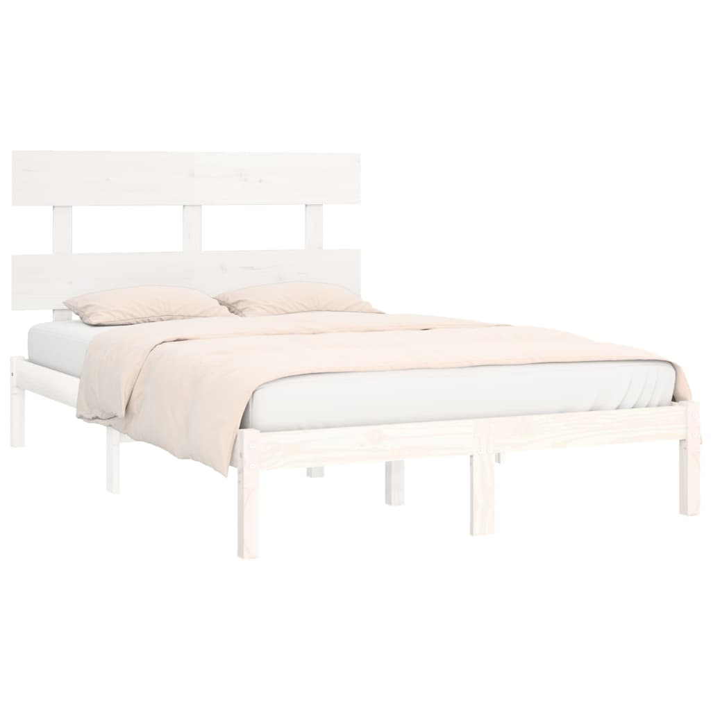 Bed Frame | White | Solid pinewood | Double | Bed Frame | Rectangular