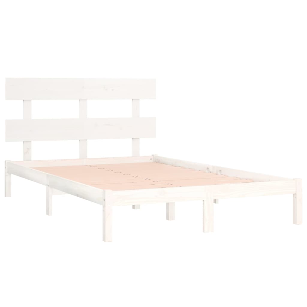 Bed Frame | White | Solid pinewood | Double | Bed Frame | Rectangular