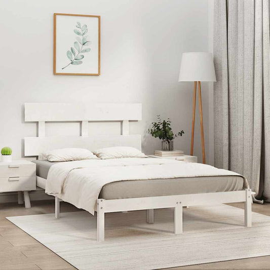 Bed Frame without Mattress White 200x200 cm Solid Wood
