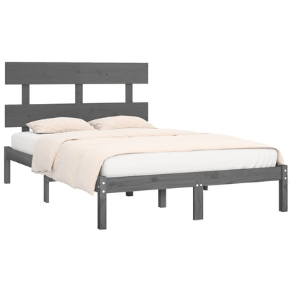 Bed Frame | Grey | Solid Pine Wood | 200x200 cm | Durable | Bed Frame