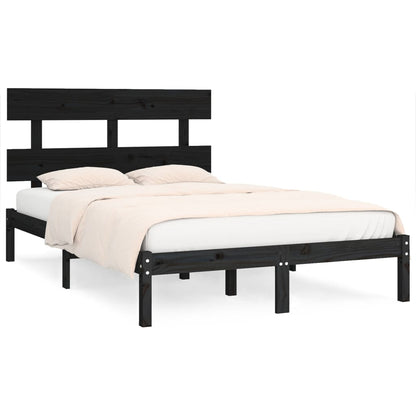 Bed Frame | Black | Solid pinewood | Double | Durable | Bed Frame