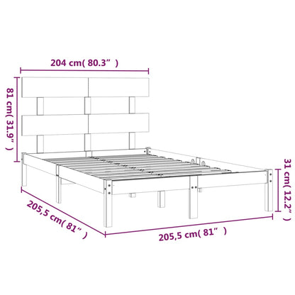 Bed Frame | Black | Solid pinewood | Double | Durable | Bed Frame
