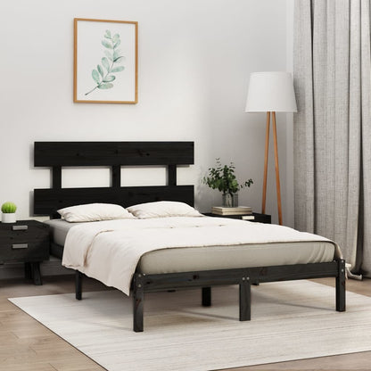 Bed Frame | Black | Solid pinewood | Double | Durable | Bed Frame