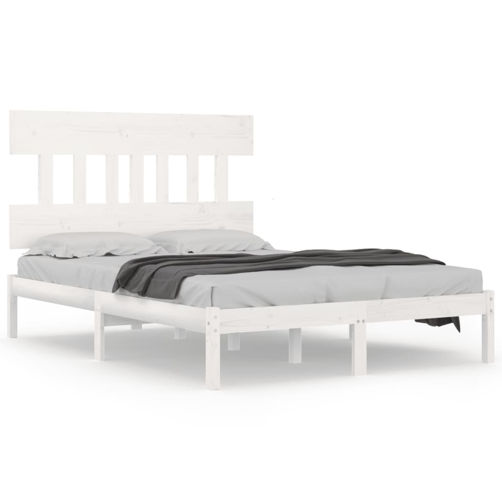 Bed Frame | White | Solid pine wood | Double | Durable | Bed Frame