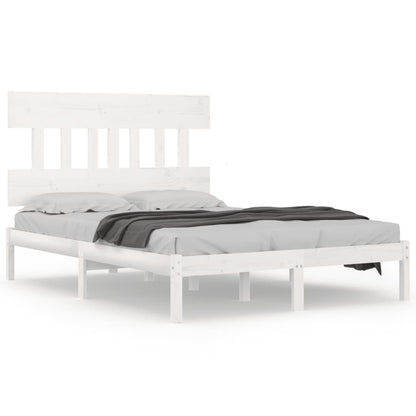 Bed Frame | White | Solid pine wood | Double | Durable | Bed Frame