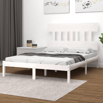 Bed Frame | White | Solid pine wood | Double | Durable | Bed Frame