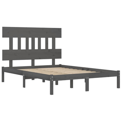 Bed Frame | Grey | Solid Pine Wood | Double | Nice Design | Bed Frame
