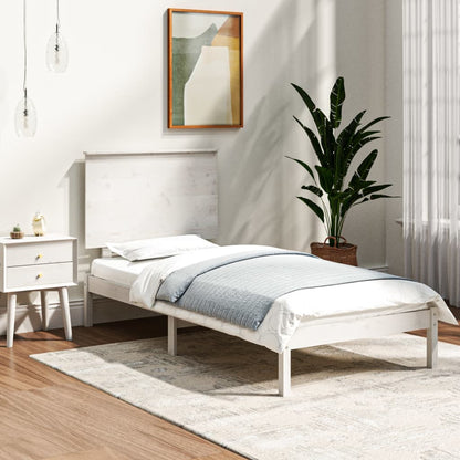 Bed Frame | White | Solid Pine Wood | Single | Classic/Traditional