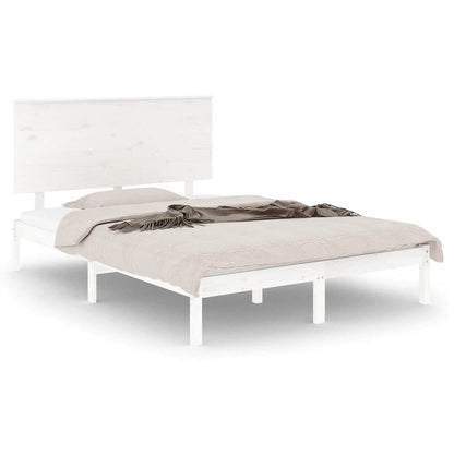Bed Frame | White | Solid pinewood | Double | Durable | Bed Frame