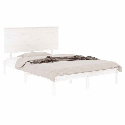 Bed Frame | White | Solid pinewood | Double | Durable | Bed Frame