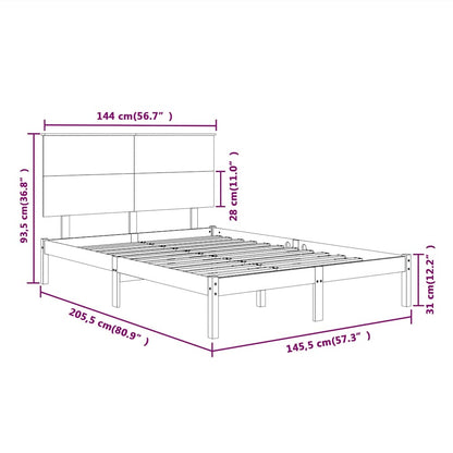 Bed Frame | White | Solid pinewood | Double | Durable | Bed Frame