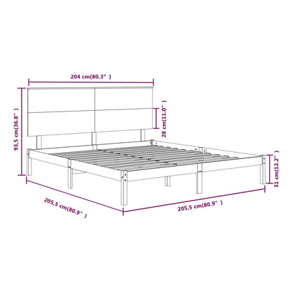 Bed Frame without Mattress Black 200x200 cm Solid Wood Pine