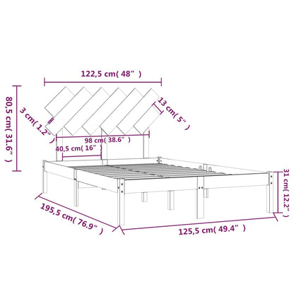 Bed Frame without Mattress 120x190 cm Small Double Solid Wood