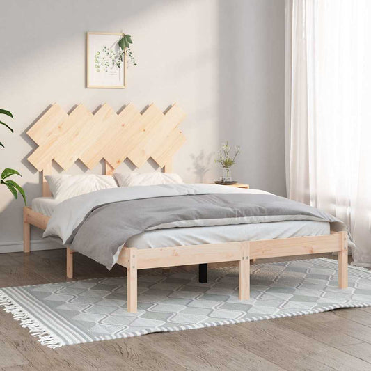 Bed Frame | Natural Wood | Solid Pine Wood, Plywood | Double | Simple