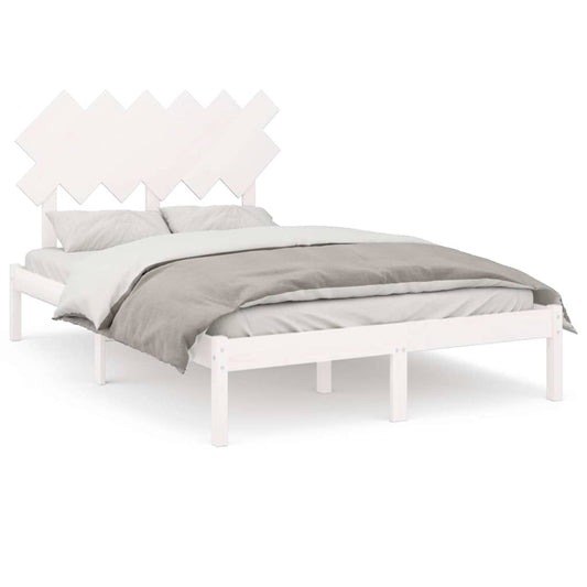 Bed Frame without Mattress White 135x190 cm Double Solid Wood