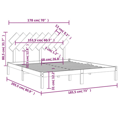 Bed Frame without Mattress White 180x200 cm Super King Solid Wood