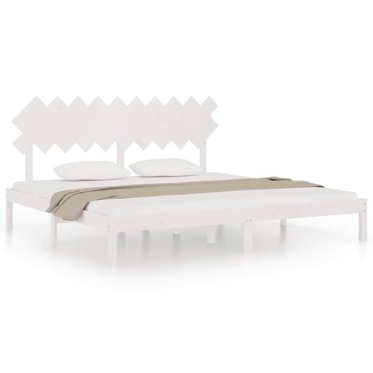 Bed Frame without Mattress White 200x200 cm Solid Wood