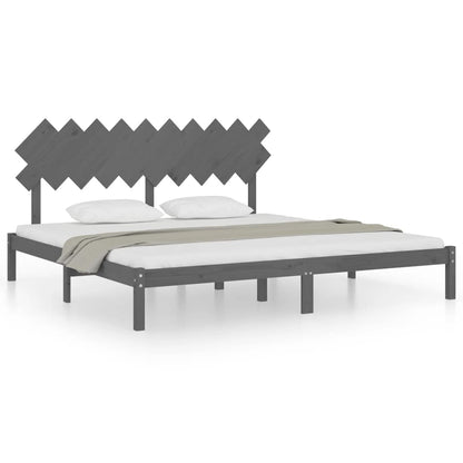 Bed Frame | Grey | Solid Pinewood | 200 x 200 cm | Durable | Bed Frame