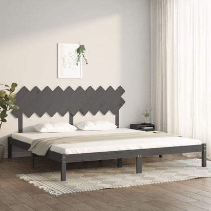 Bed Frame | Grey | Solid Pinewood | 200 x 200 cm | Durable | Bed Frame