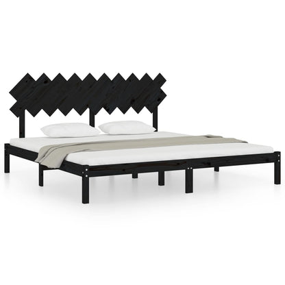 Bed Frame | Black | Solid Pine Wood, Plywood | Double Bed | Durable