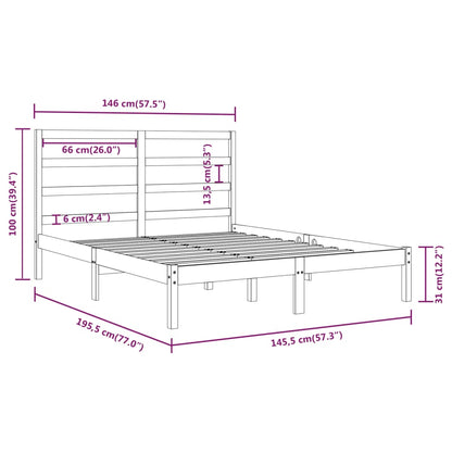 Bed Frame without Mattress Black 140x190 cm Solid Wood Pine