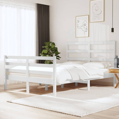 Bed Frame without Mattress White Solid Wood Pine 120x190 cm Small Double