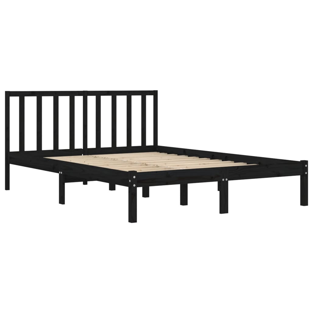 Bed Frame without Mattress Black Solid Wood Pine 200x200 cm