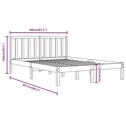 Bed Frame without Mattress Black Solid Wood Pine 200x200 cm