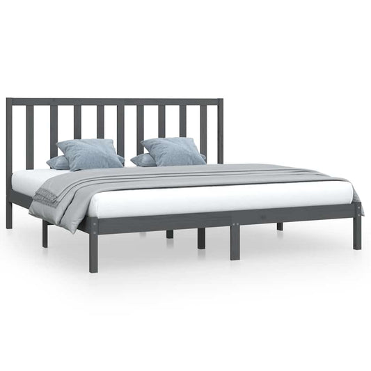 Bed Frame without Mattress Grey Solid Wood Pine 200x200 cm
