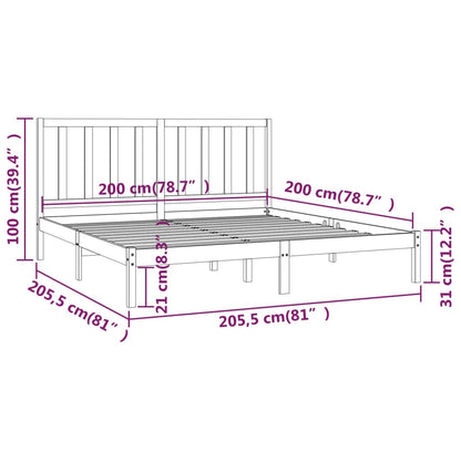 Bed Frame without Mattress Honey Brown Solid Wood Pine 200x200 cm