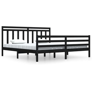 \vidaXL Bed Frame without Mattress Black 200x200 cm Solid Wood