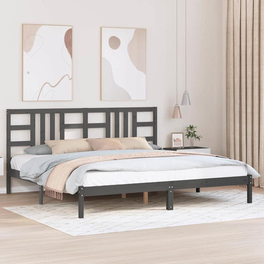 Bed Frame without Mattress Grey 200x200 cm Solid Wood