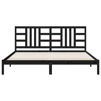 Bed Frame without Mattress Black 200x200 cm Solid Wood