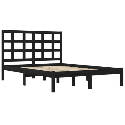 Bed Frame | Black | Solid pinewood | Double | Simplistic | Bed Frame