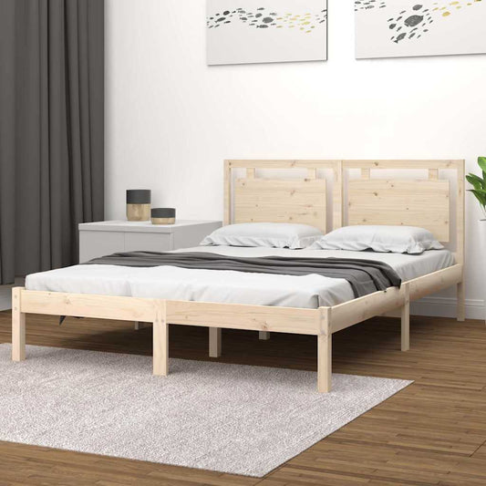 Bed Frame | Natural Wood | Solid Pinewood | Double | Staple Piece