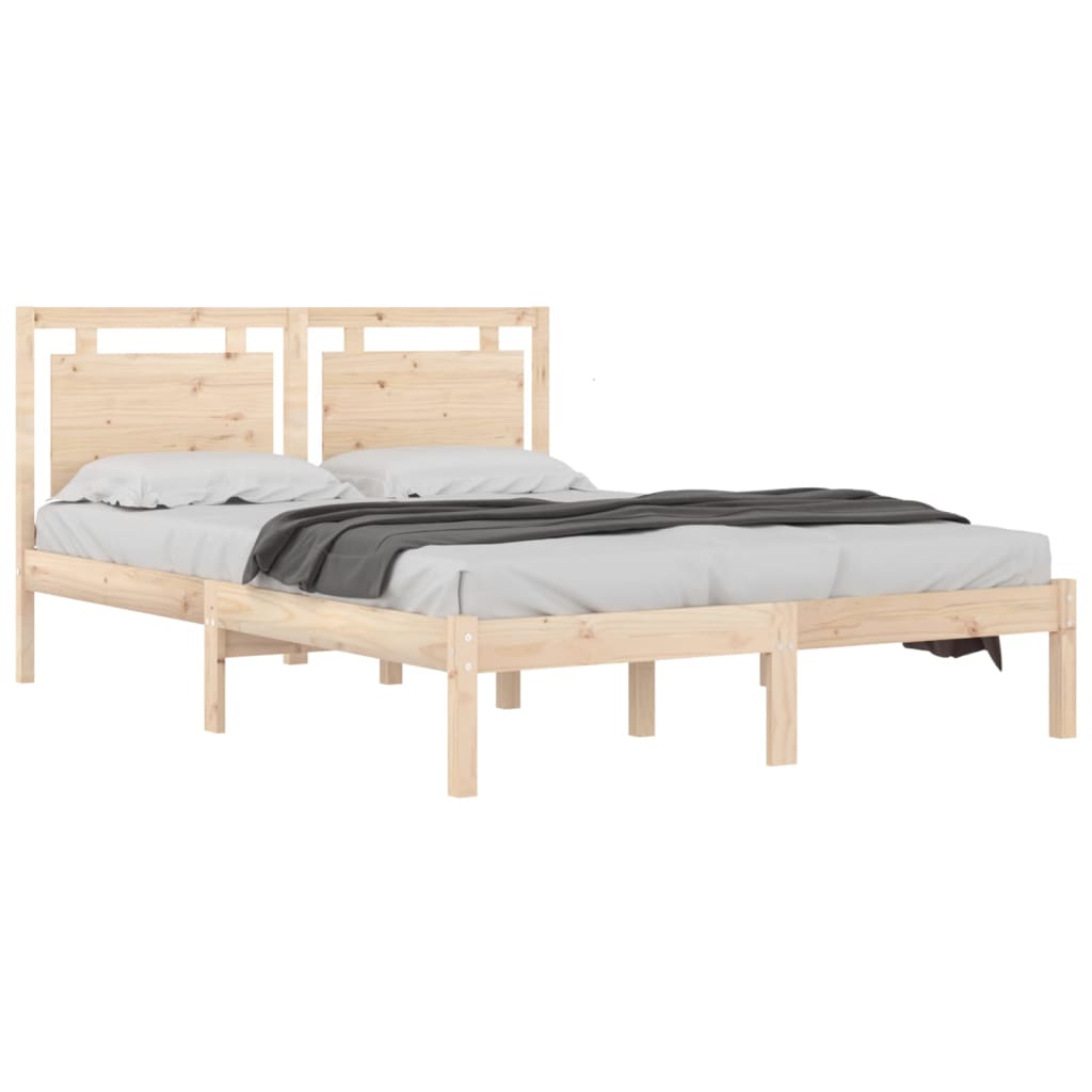 Bed Frame | Untreated Wood | Solid Pine Wood | Double | Bed Frame