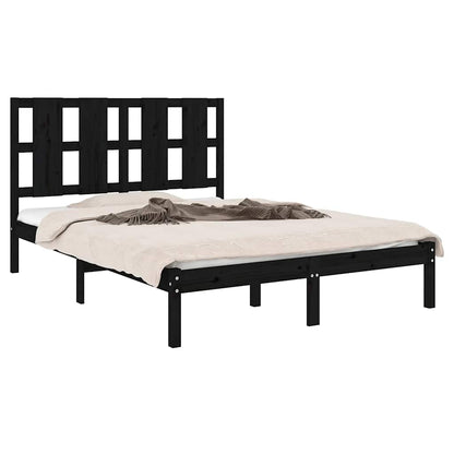 Bed Frame | Black | Solid pine wood, Plywood | 140 x 190 cm