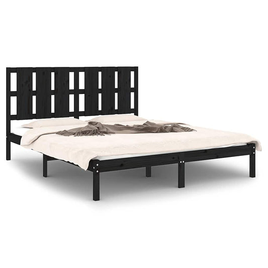 Bed Frame | Black | Solid pine wood | King | Durable | Bed Frame