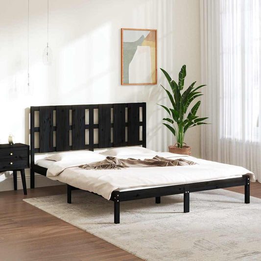 Bed Frame | Black | Solid pine wood | King | Durable | Bed Frame