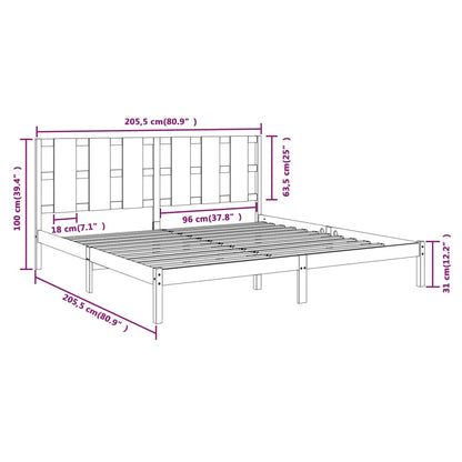Bed Frame without Mattress Black 200x200 cm Solid Wood Pine