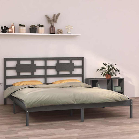 Bed Frame | Grey | Solid pine wood | Double |  Durable  | Bed Frame