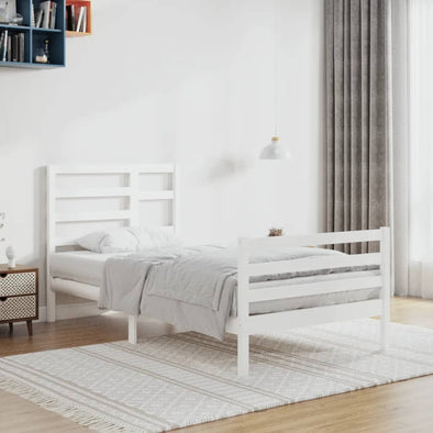 Bed Frame without Mattress White Solid Wood 90x200 cm