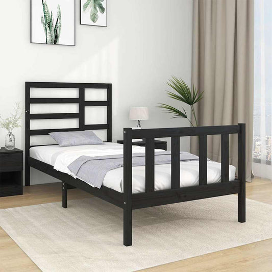 Bed Frame | Black | Solid pine wood, Plywood | Small Single