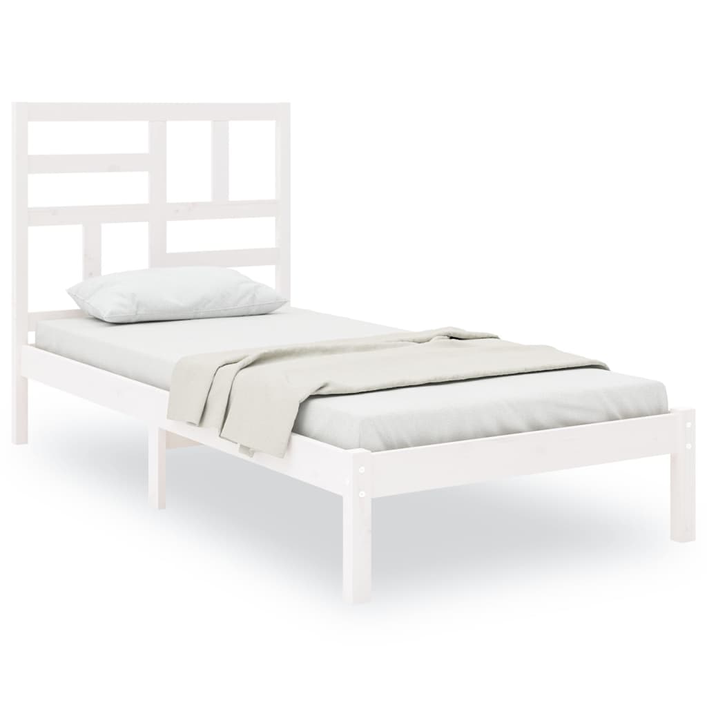 Bed Frame | White | Solid Pine Wood, Plywood | Small Single | Durable
