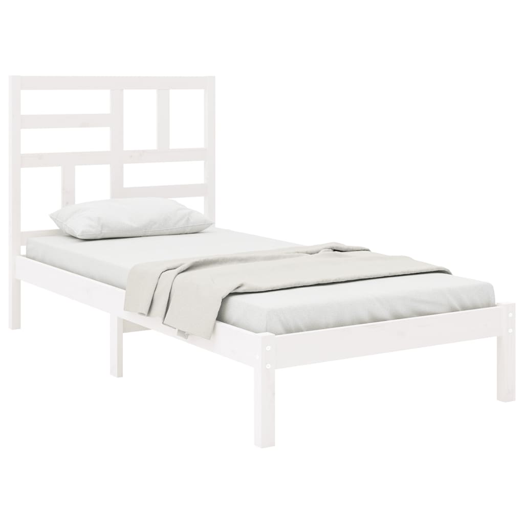 Bed Frame | White | Solid Pine Wood, Plywood | Small Single | Durable