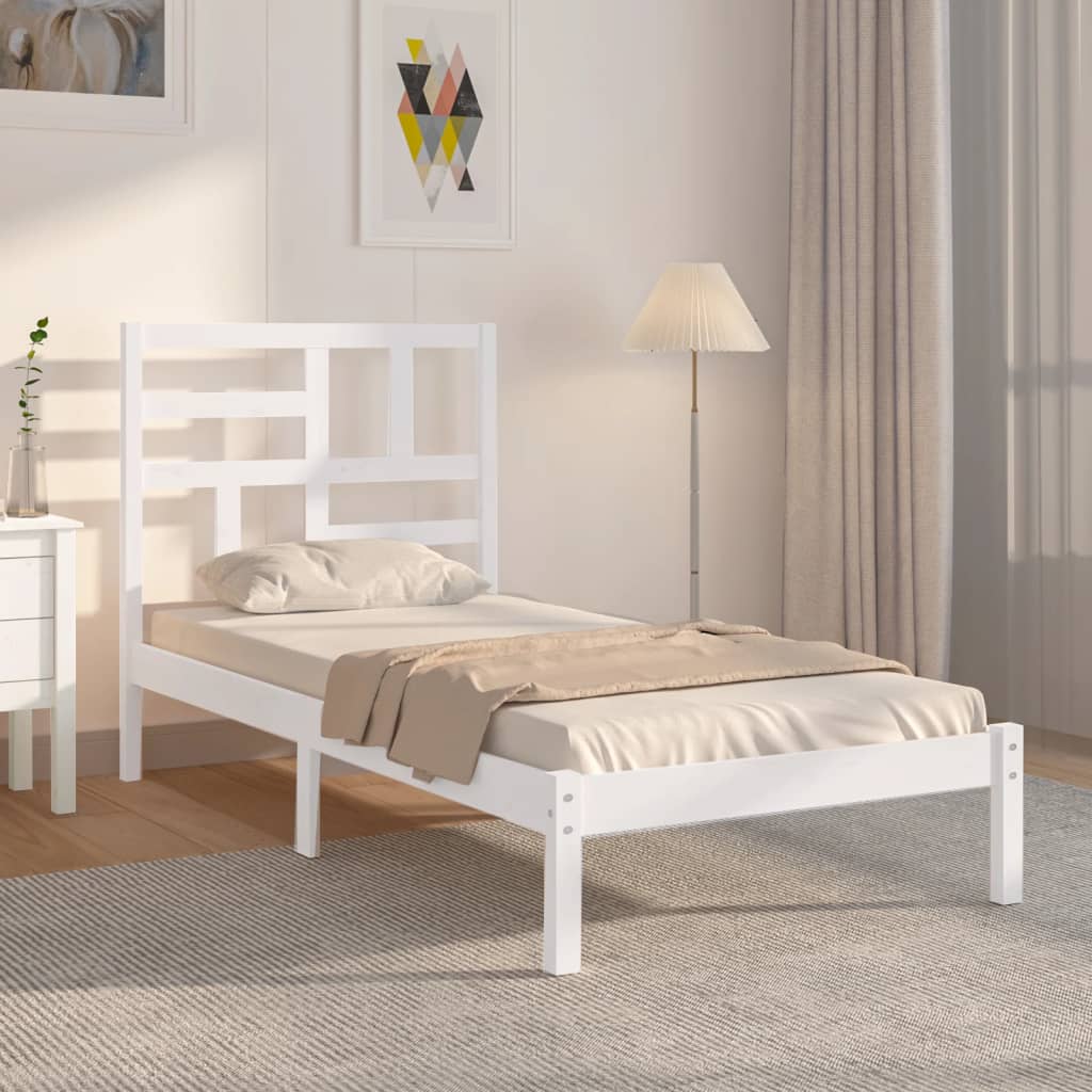 Bed Frame | White | Solid pine wood, Plywood | Single | Modern